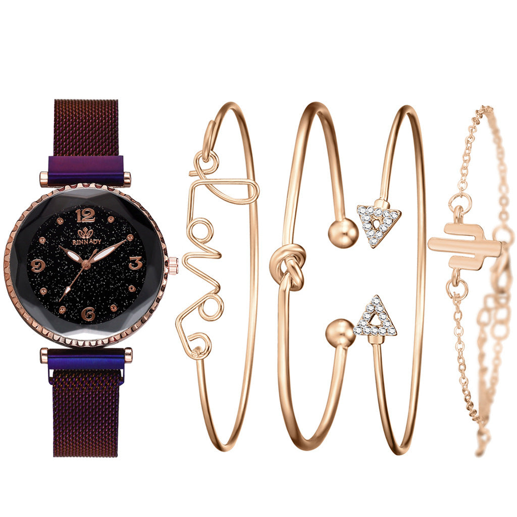 Starry Sky Magnet Buckle Fashion Bracelet Wristwatch