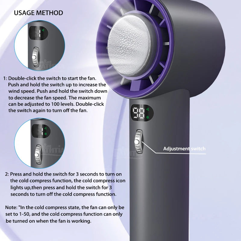 Portable Handheld Turbo Fan with 3000mAh