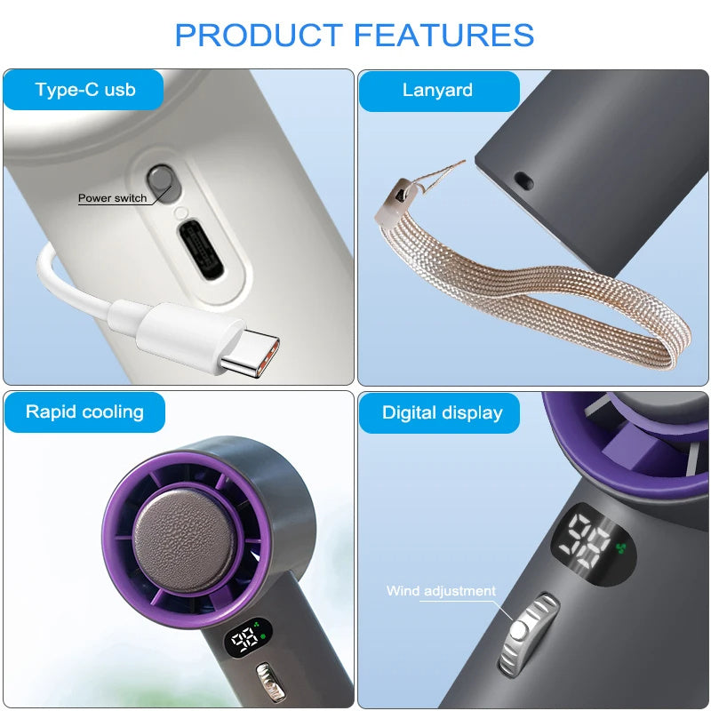 Portable Handheld Turbo Fan with 3000mAh